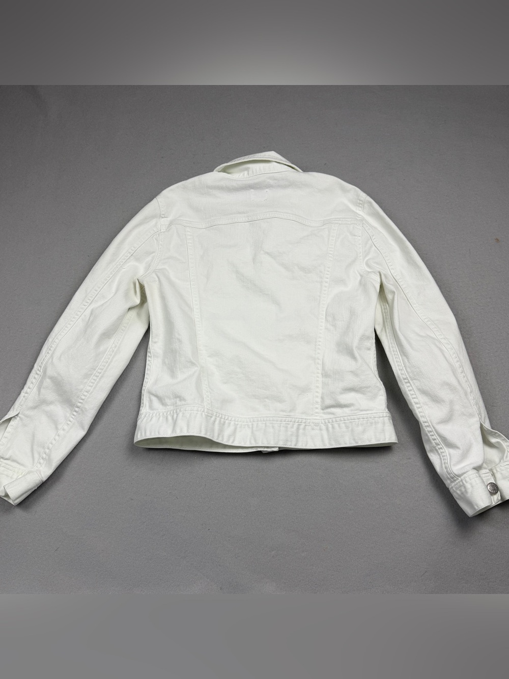 J. Crew White Denim Jacket with Silver Buttons Sz S - Picture 7 of 8